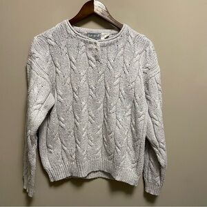 Vintage 80s CLUB White Marbled Cable Knit Sweater Women’s Small